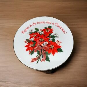 Lasting Memories Collector 6" Plate Rejoice Beauty Christmas Poinsettia Bow